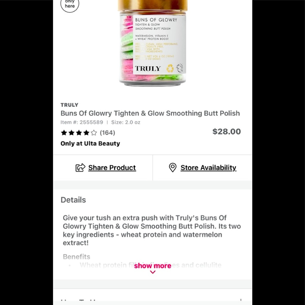 Truly BUNS OF GLOWRY Tighten and Smoothing polish